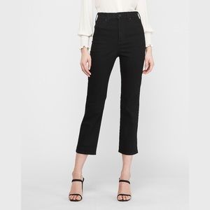 Express Super High Waisted Straight Cropped Jeans